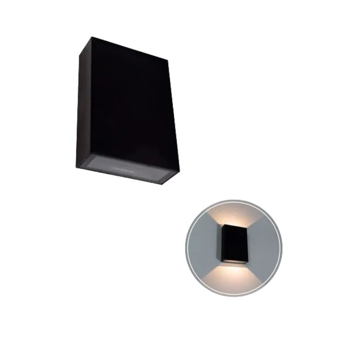Arandela Led Fit Ip65 2x2w Br Quente Preto