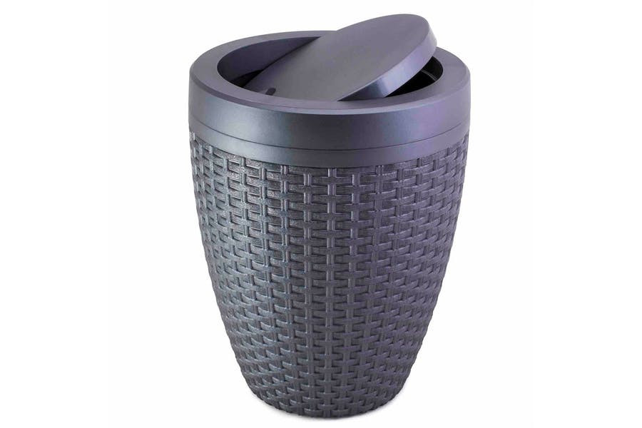 Lixeira com Tampa Basculante Rattan 7,5l Chumbo - Aquaplas