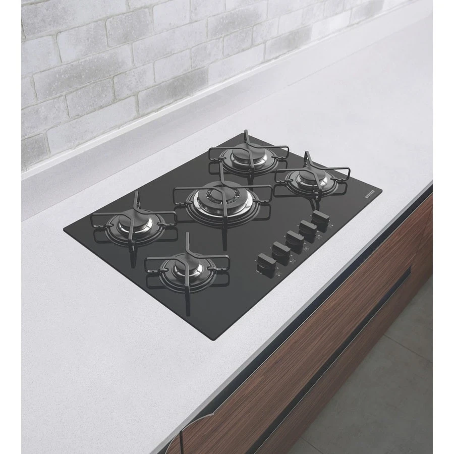 Cooktop Tramontina Glass Gas Penta 5q / Preto 5gg Tri 70