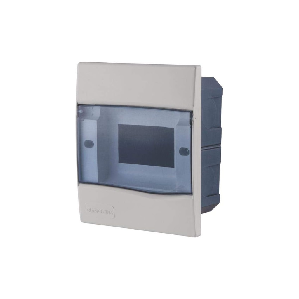 Quadro de Distribuição de Embutir com Tampa Transparente - Capacidade 5 Din / 3 Nema