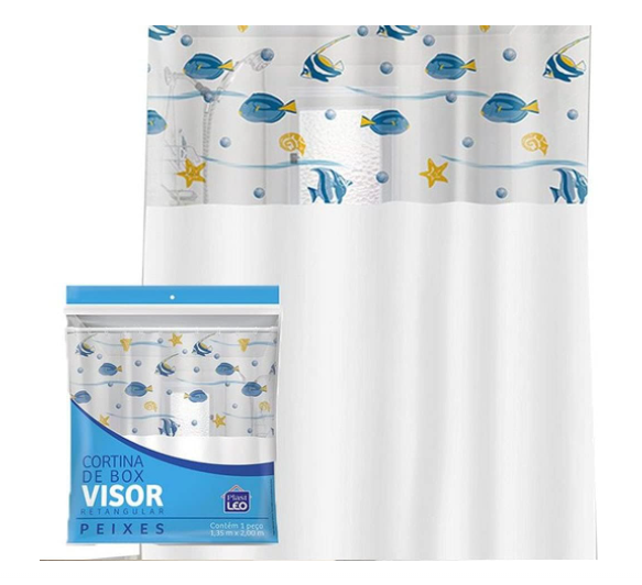 Cortina Box Vinil Visor Peixes 1,35x 2mt Plast Leo 620-d
