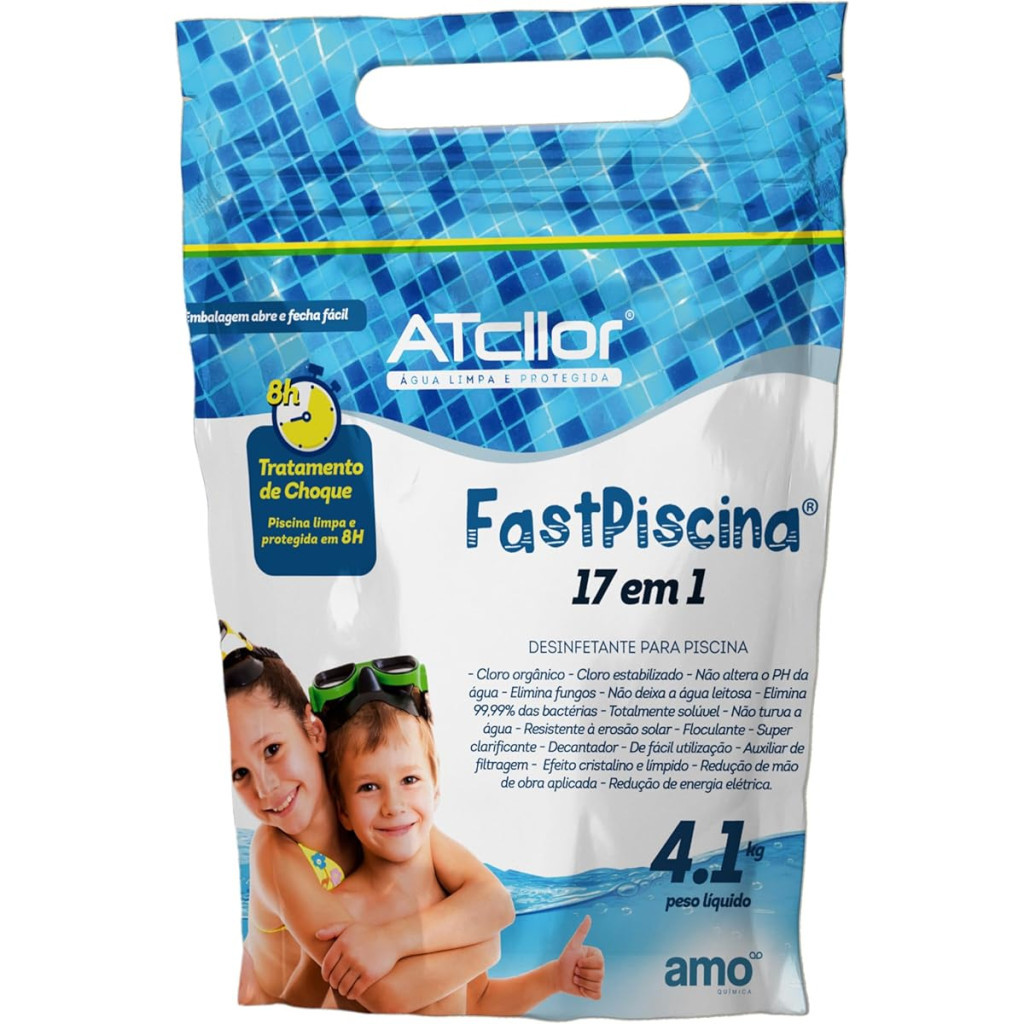 Atcllor, Tratamento de Choque para Piscina, 17 em 1, Teor de Ativo 85,00%, Pó, 4,1 Kg, Azul