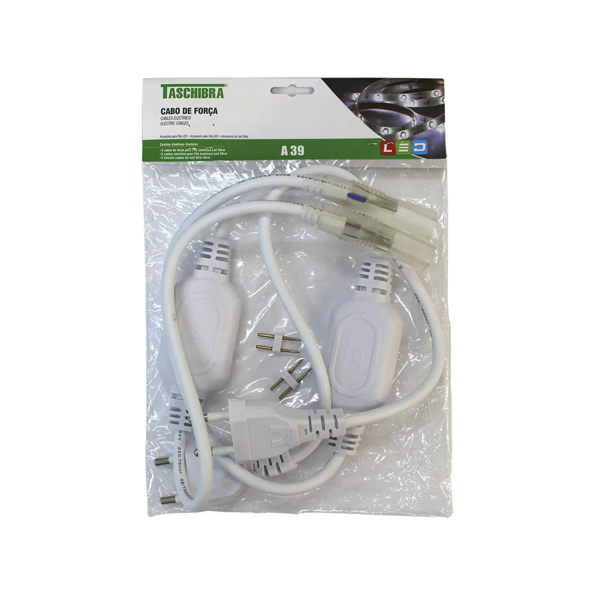 A39 Cabo de Força Fita Led 2 Pcs Unica
