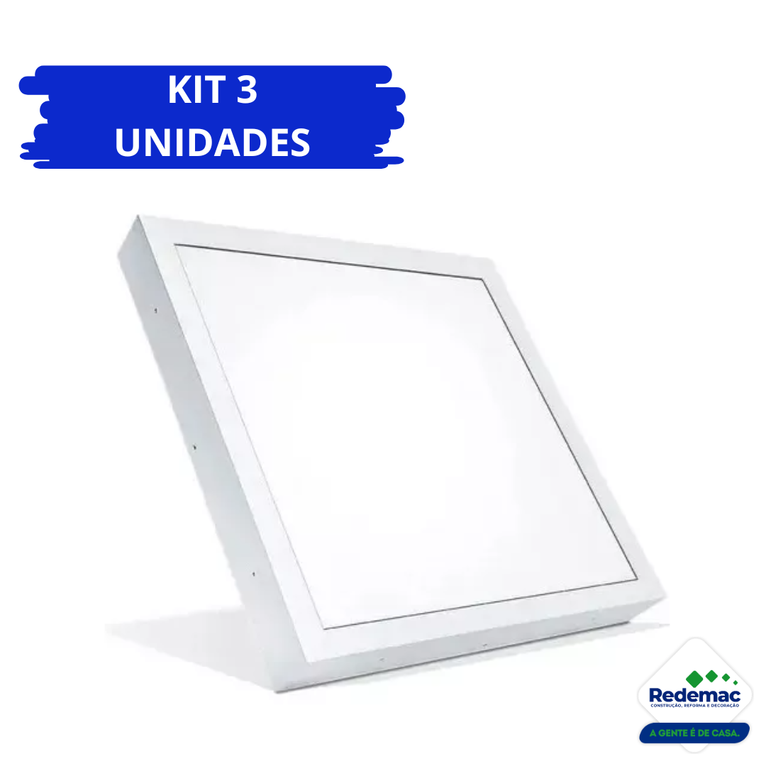 Kit 3 Painel Led Sobrepor Q Branco 24w 6500k
