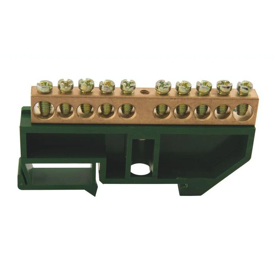 Barramento Terra Din 10 Ligações com Suporte Verde - Tramontina