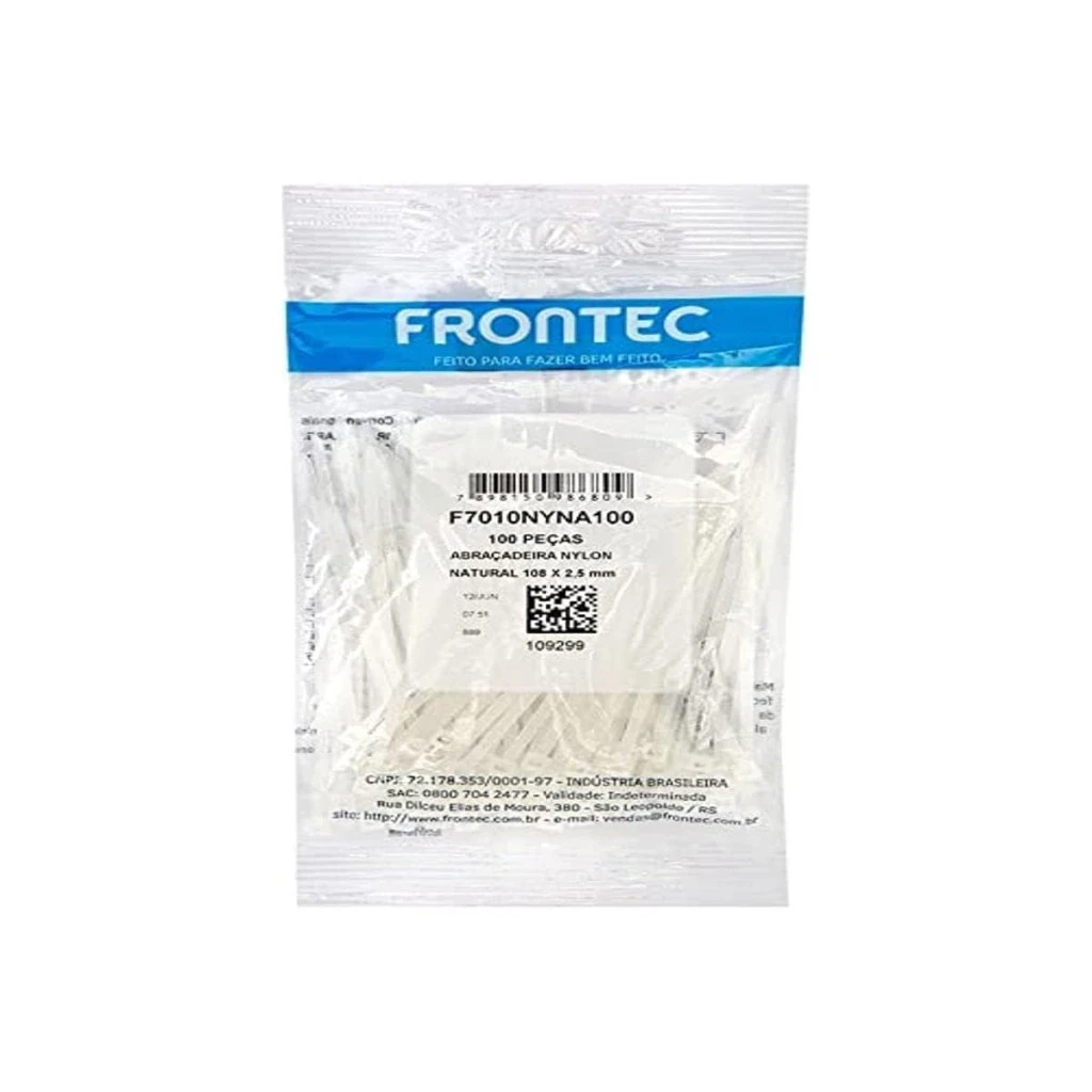 Abracadeira Nylon 2.5 X 100mm Branca C/100