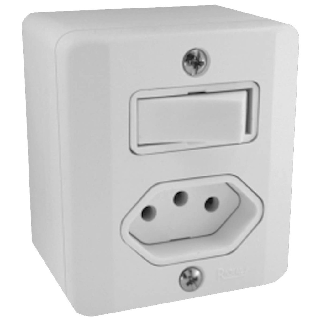 Box 1 Tecla Simples Mais Tomada 2p Mais T 10a 250v Branco