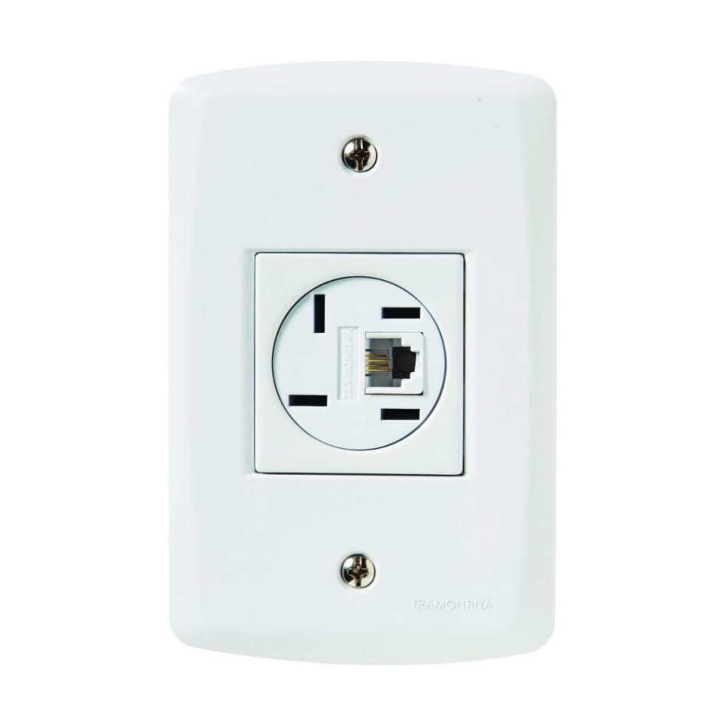 Tomada Tramontina Branca Telebrás + Rj11 2x4 C/ Placa