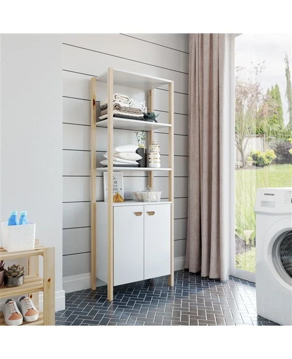 Estante Naos com Duas Prateleiras e Um Modulo Madeira Natural/branco Gaam