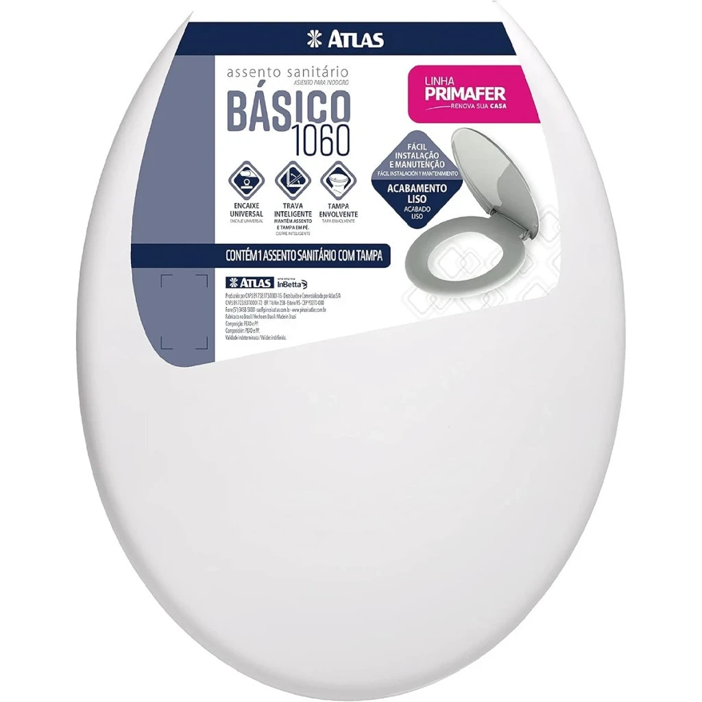 Assento Sanitario Soprado Atlas Plastico Branco At1060-2