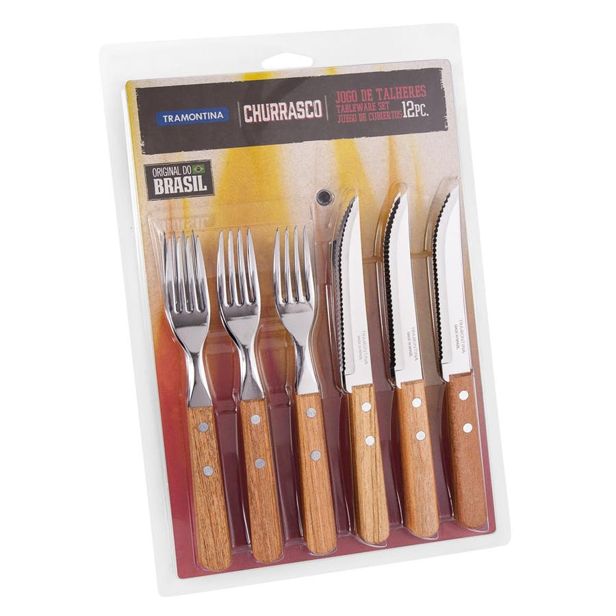 Faqueiro Inox Tramontina Churrasco Natural Pequeno   Natural 12pc
