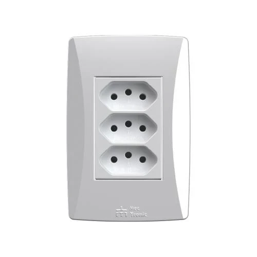 3 Tomadas  Conjugadas 2p+t 10a/250vca com Placa Petra - Mectronic