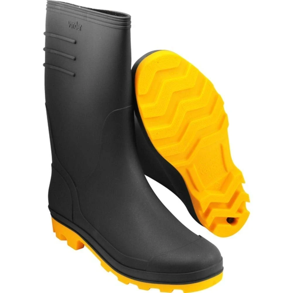 Bota Preta e Amarela Pvc Tam. 43 com Forro Vonder