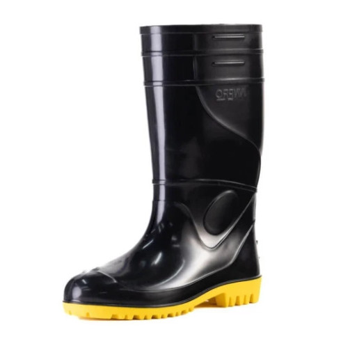 Bota Pvc Preta Sola Amarela Cano Alto N.41 Innpro