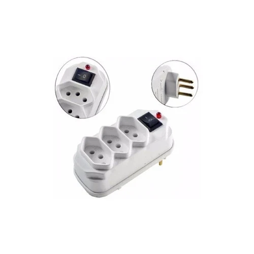 Adaptador Tomada Te Triplo C/ Protetor On/off 2p+t