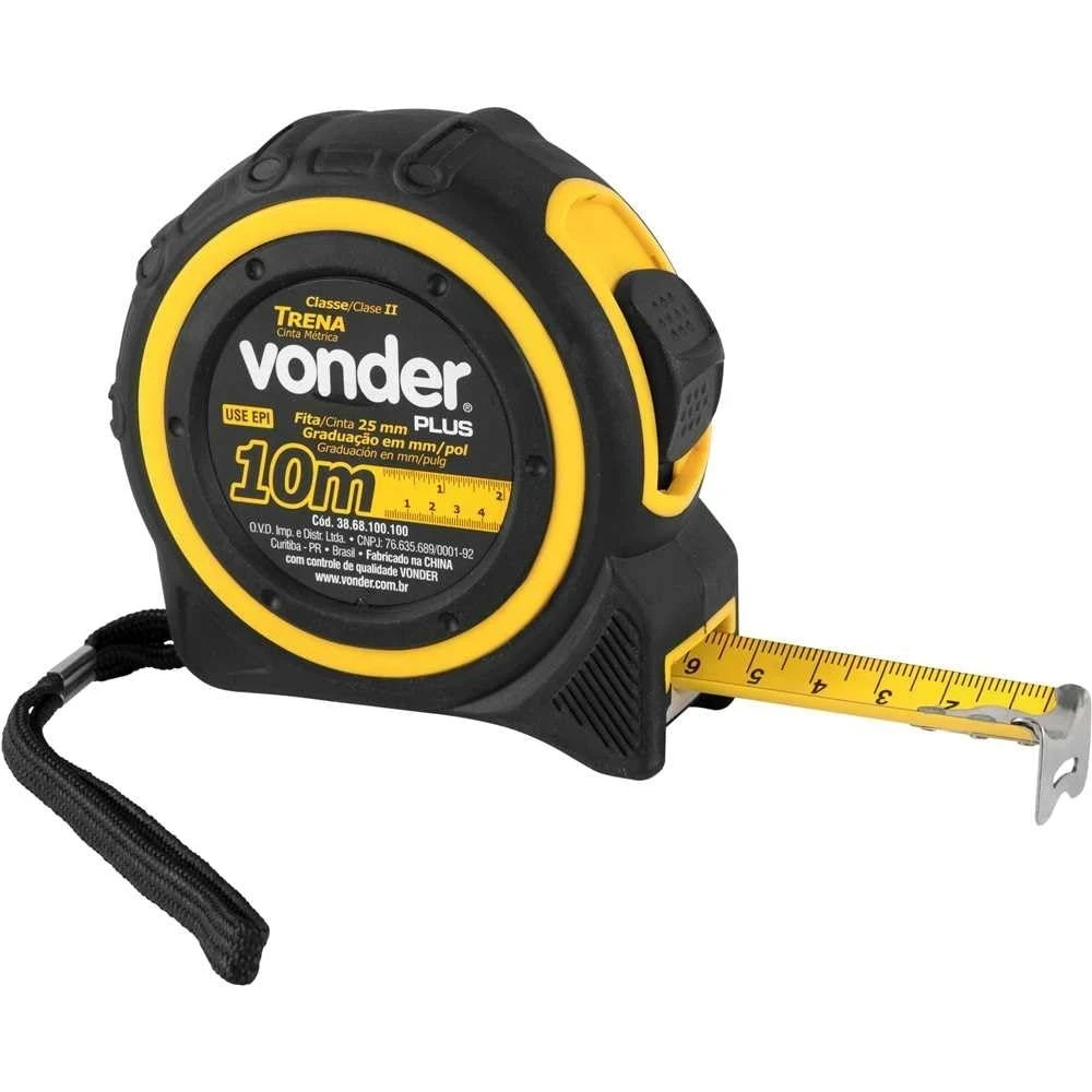 Trena Curta de Aço 10 M X 25 Mm Vonder Plus