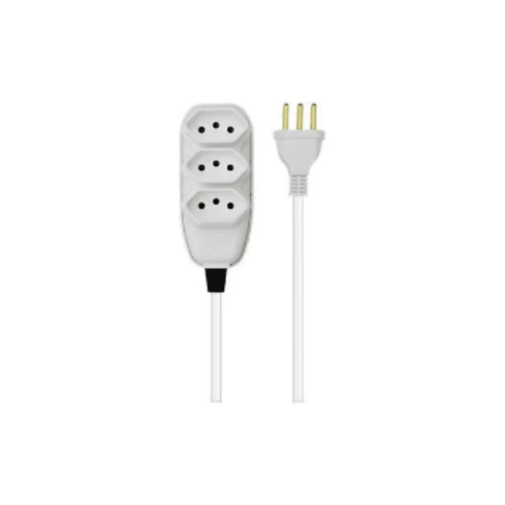 Extensao 10m C/cabo Pp Chato3 Vias 10a Cinza Ilumi I.17200