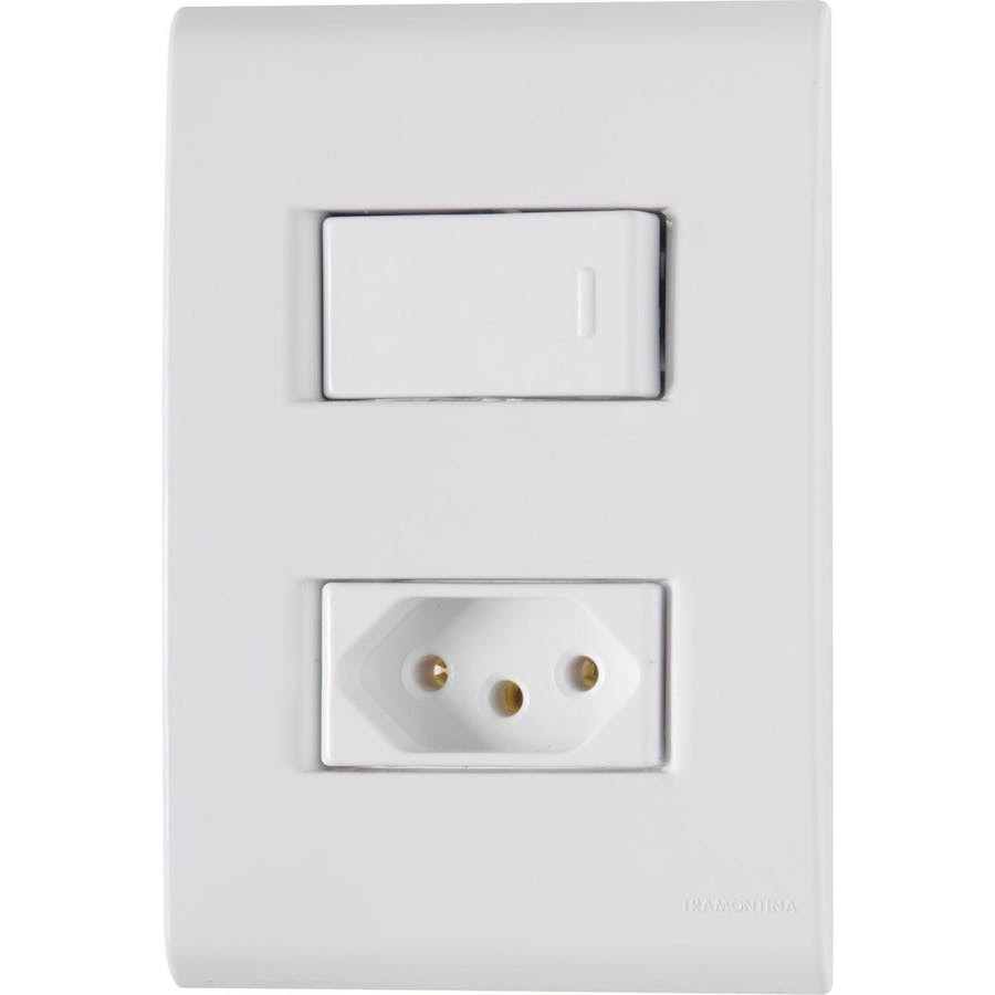 Conjunto 4 X 2 1 Interruptor Simples250v/ 10a + 1 Tomada 2p + T250v/ 10a - Tramontina