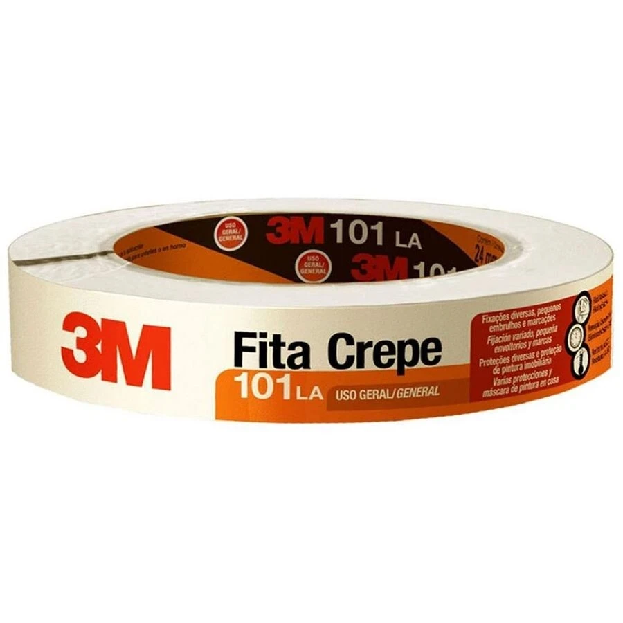 Fita Crepe 3m Uso Geral 101la 24mm X 50m com 5 Peças