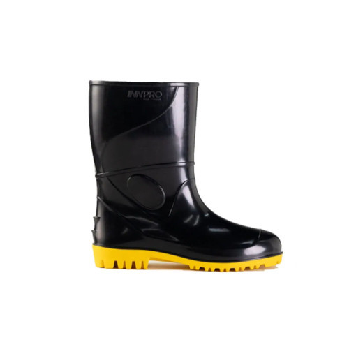 Bota Pvc Preta Sola Amarela Cano Alto N.42 Innpro