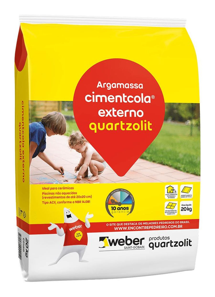 Argamassa Cimentcola Externo Cinza 20kg Tipo Acii Embalagem Papel - Quartzolit
