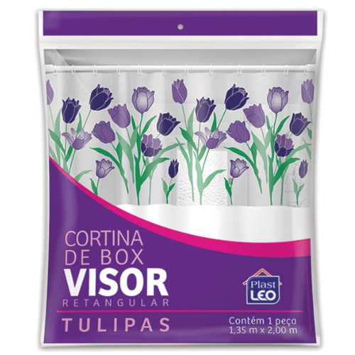 Cortina Box Vinil Visor Tulipas 1,35 X 2m Plast Leo 620-m