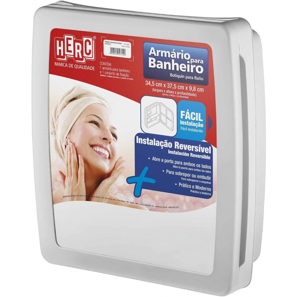Armario para Banheiro Cinza Cromado 34,5l - Herc