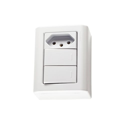 Conjunto 2 Interruptores Simples + Tomada 10a - Linha Lizflex - Tramontina
