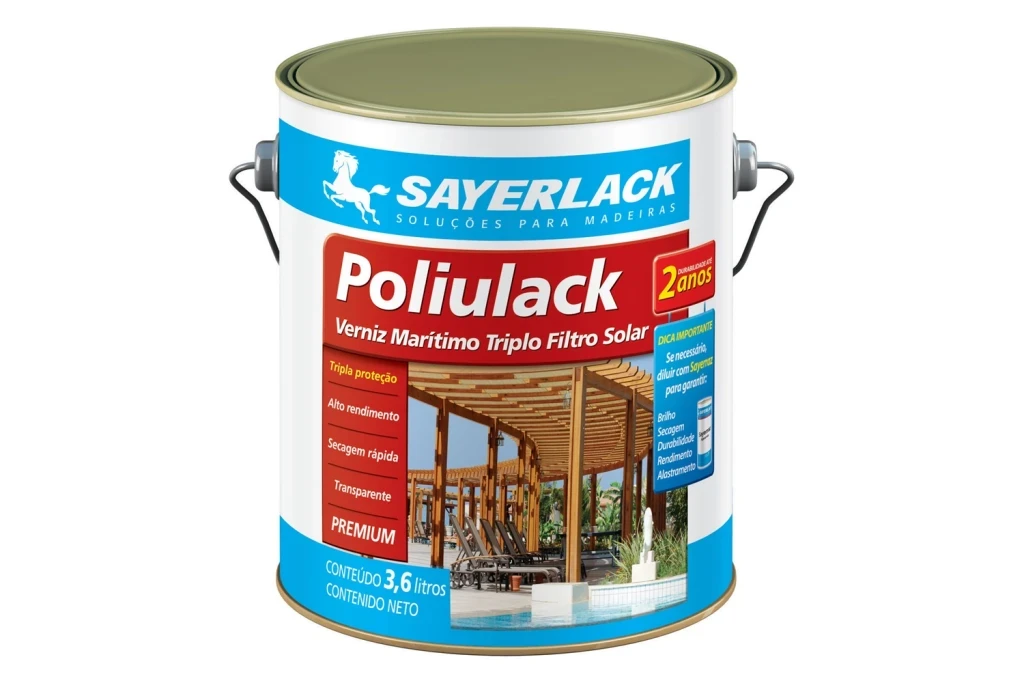 Verniz Marítimo Premium Brilhante Poliulack Transparente 3,6 Litros