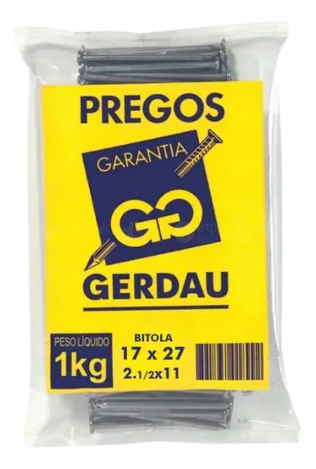 Prego com Cabeça Simples 17x27 - Gerdau 1kg