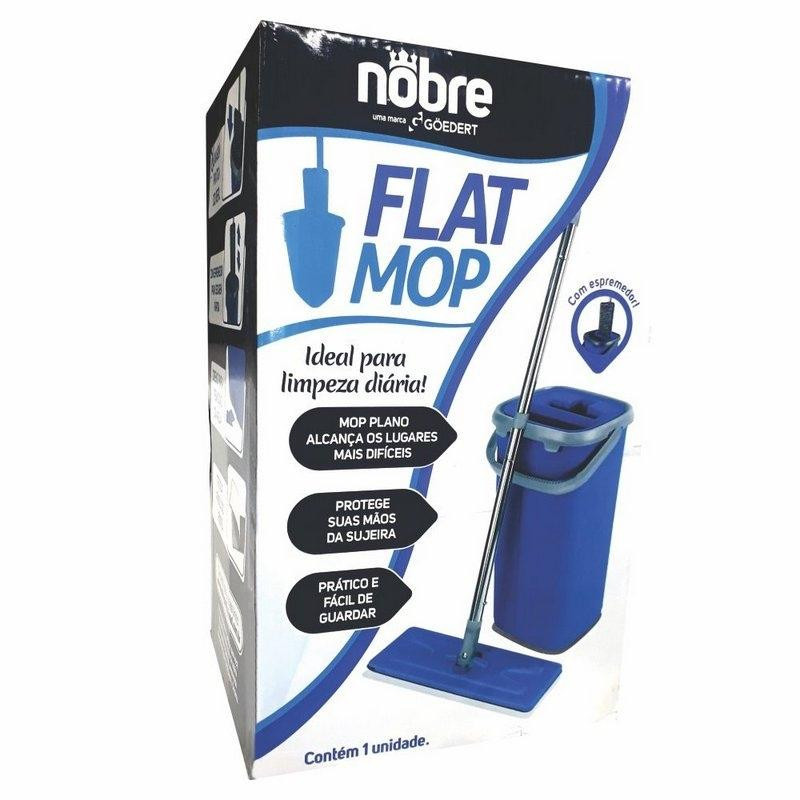 Esfregao Mop Flat C/ Espremedor e Balde 9l Nobre
