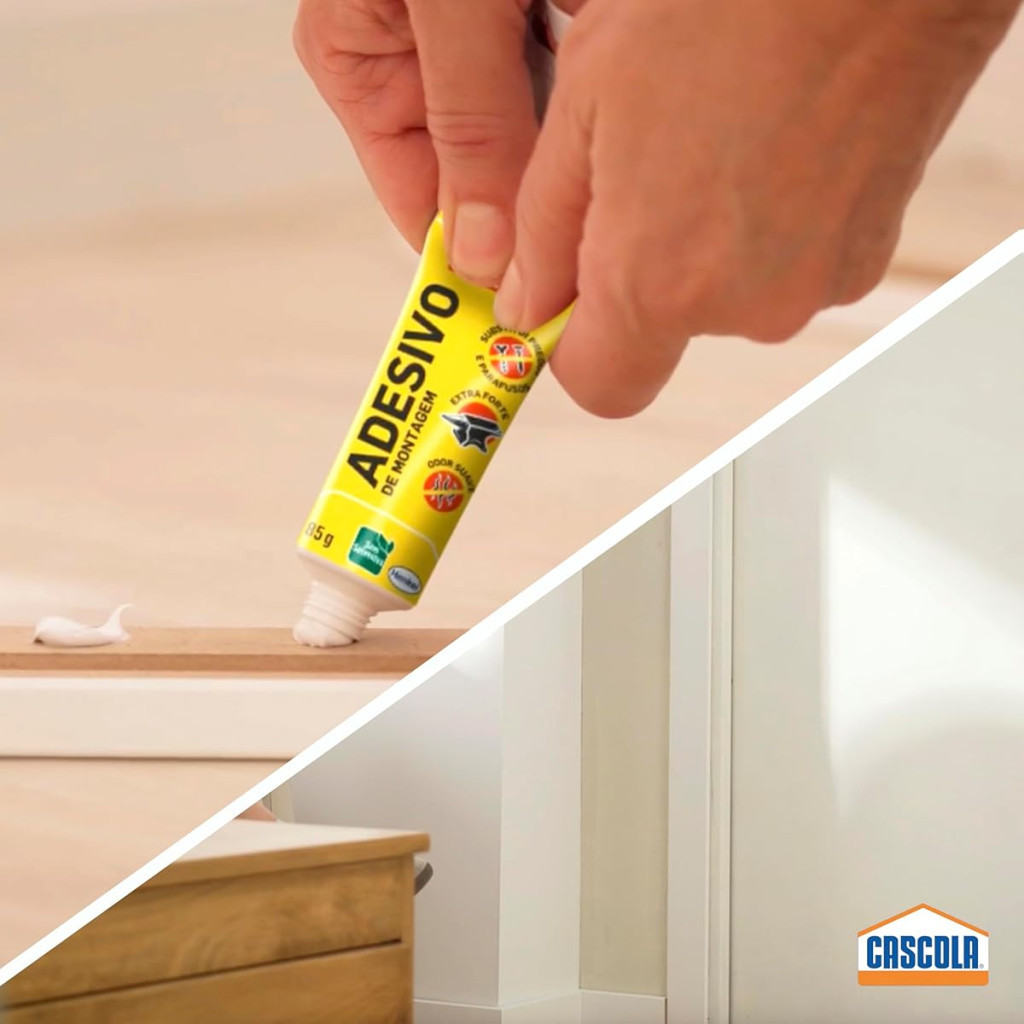 Monta & Fixa Pl500 Interior Cola Cascola, Adesivo de Montagem Extraforte, Cola para Madeira, Compensado, Concreto, Entre Outros Materiais, Cola com Agarre Imediato, 1x85g