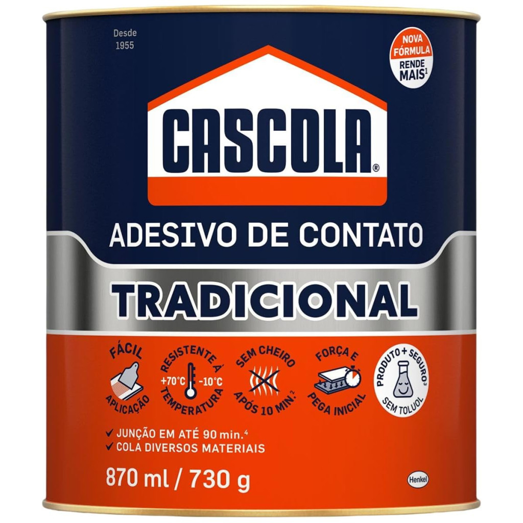 Cola Tradicional Sem Toluol, Branco, 730 G, Cascola