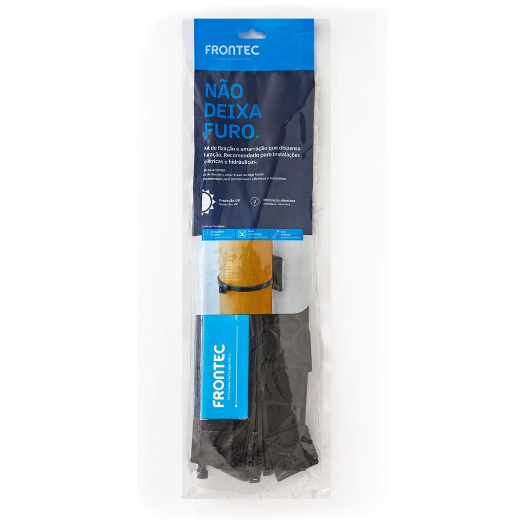 Base Fix Cola 36x36mm e Abraçadeira 340 X 4,8mm Uv Preta - 20 Peças Cada - F36367034uvpr20