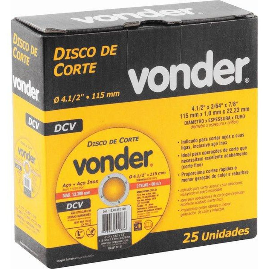 Disco de Corte Vdr02 115,0 X 1,0 X 22,23mm - Vonder