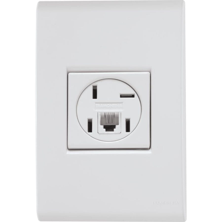 Conjunto 4 X 2 com 1 Tomada Telefone 4p e Rj11 Liz Branco - Tramontina