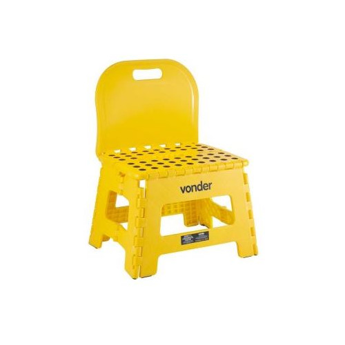 Banqueta Plástica Dobrável 220mm Amarela com Encosto