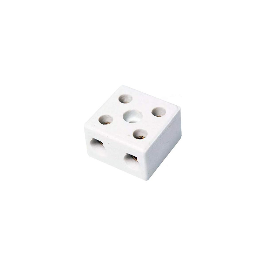 Kit 5 Unidades Conector Porcelana 10mm 50a/600v 2 Polos Cp-1023