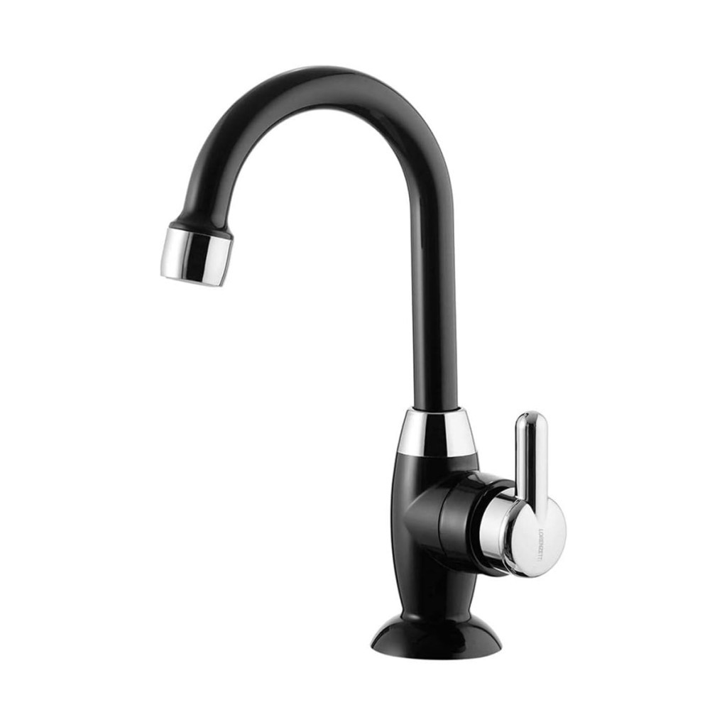 Torneira para Lavatório de Mesa Bica Alta Bric Preta e Cromada
