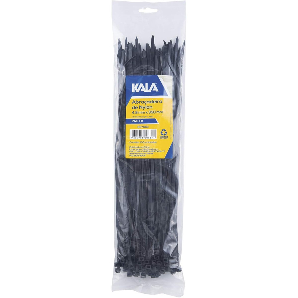 Abraçadeira Nylon, 100 Peças Kala 4.8 X 300 Mm
