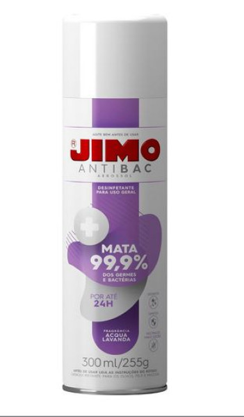 Jimo Antibac Desifentante Mata 99,9% Das Bactérias Vírus e Fungos Agindo Por 24h Remove Mau Odor Dos Pets Lixo e Tabaco Acqua Lavanda 300ml