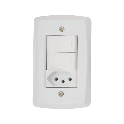 Conjunto 2 Interruptores Simples + Tomada 10a - Linha Lux2 - Tramontina