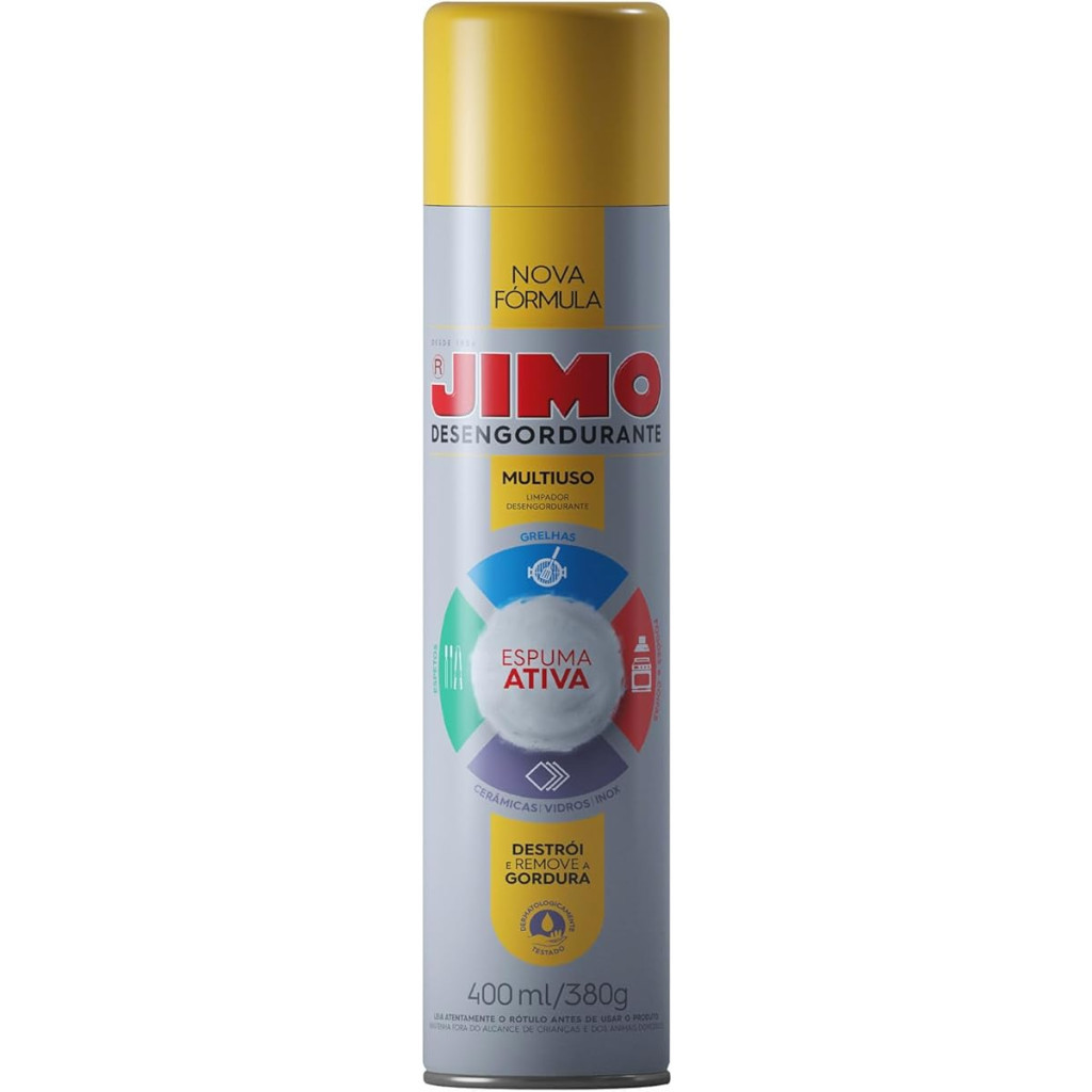 Jimo Desengordurante Limpeza Profunda Multiuso Grelhas Espetos Coifa Fogão Etc Aerossol 400ml