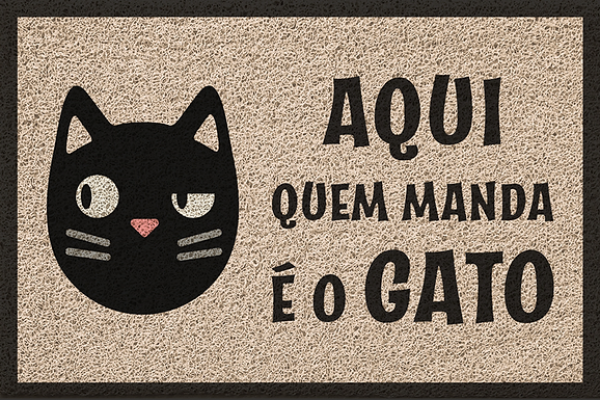 Capacho Vinilico 60x40cm Aqui Quem Manda é o Gato