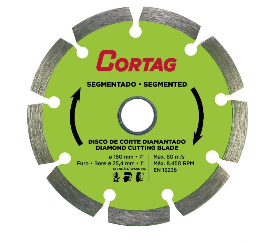 Disco de Corte Diamantado e Segmentado 180mm - Cortag