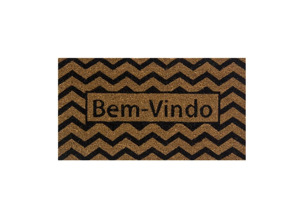 Capacho Fibra de Coco Retangular 60x33cm Zigzag Preto
