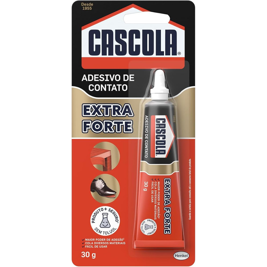 Cascola Extra Sem Toluol, Cola de Contato de Alta Resistência, Adesivo de Contato de Secagem Rápida, 1x30g