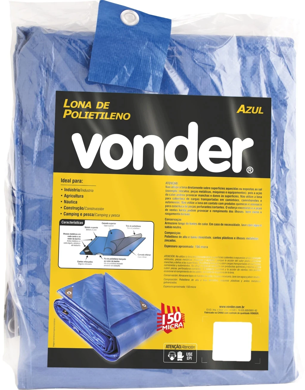 Lona de Polietileno Azul 6 M X 4 M, Vonder Vdo2069