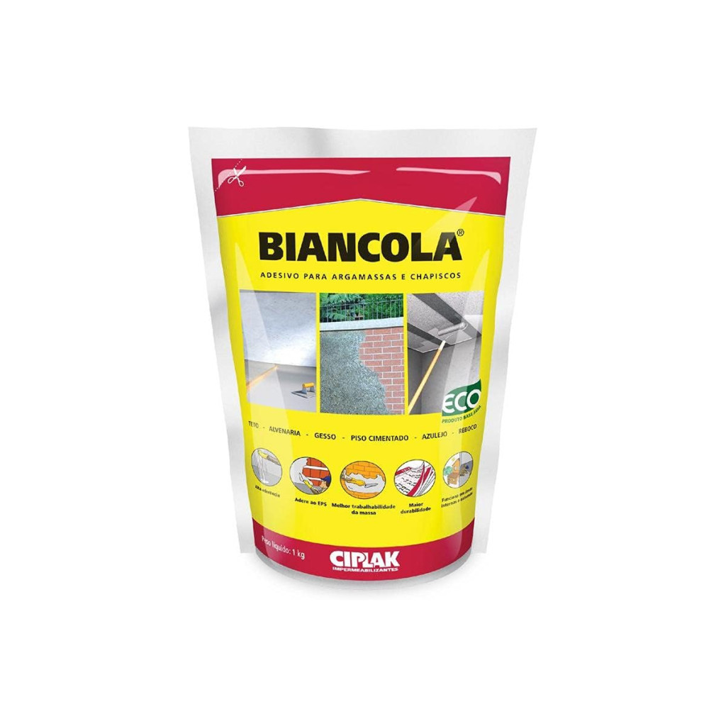 Ciplak Biancola - Resina Sintética, de Alto Desempenho, Proporciona Excelente Aderência Das Argamassas as Mais Diversas Superfícies, Evita Retração, Utilizado Nas áreas Internas e Externas, Saco 1l