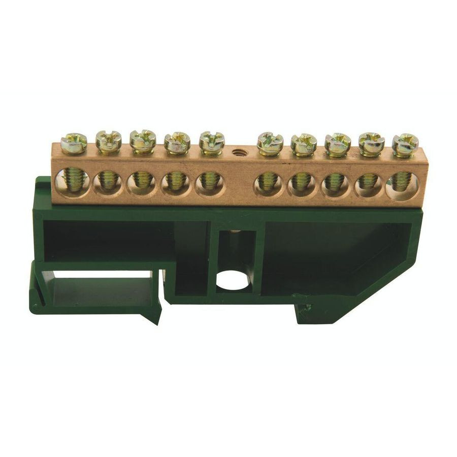 Barramento Terra Din 10 Ligações com Suporte Verde - Tramontina
